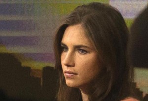 Amanda Knox looks on before speaking on NBC News' "Today" show in New York