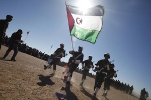 Polisario Front soldiers parade during celebrations for the 35th anniversary of the Polisario Front's independence movement for control of Western Sahara from Morocco