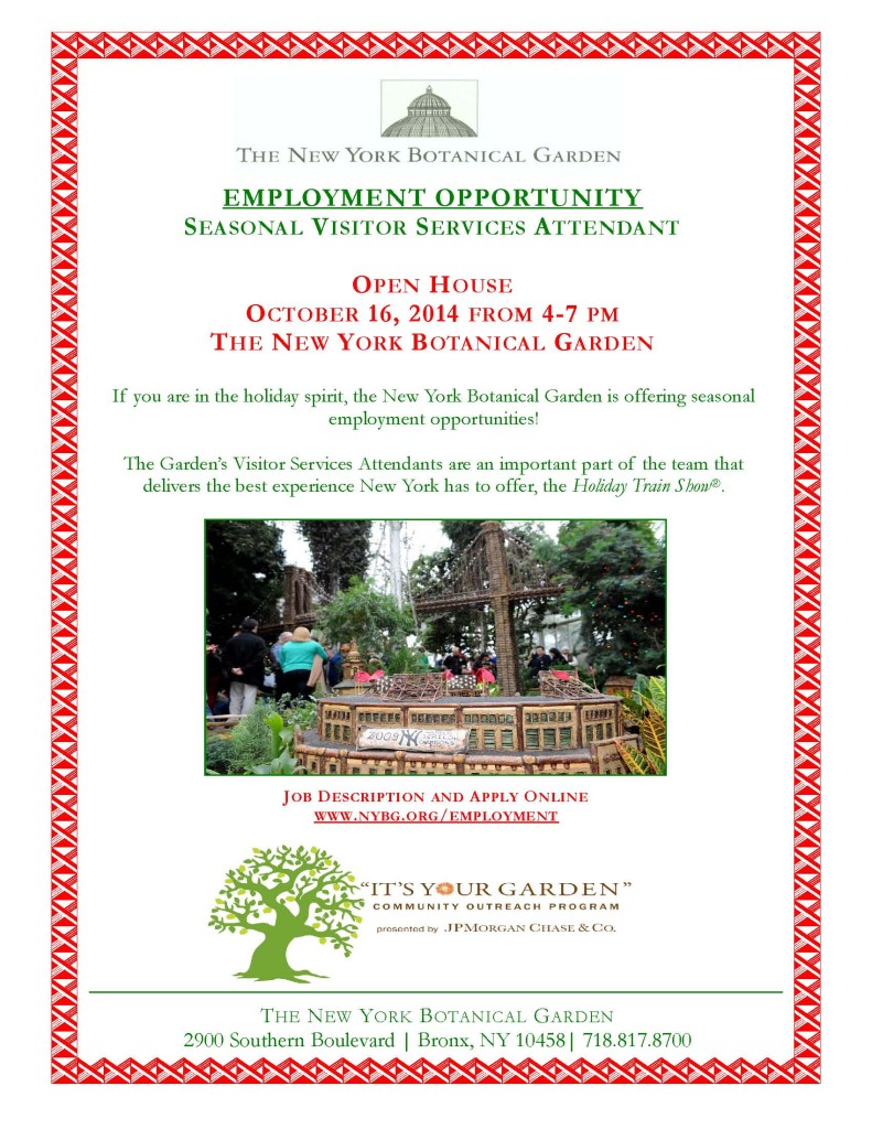 Job Open House October 16 The New York Botanical Garden Holiday