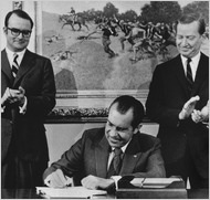 President Richard Nixon signing the Clean Air Act of 1970. 