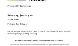 Free adult program at the NY Public Library Pelham Bay branch Sat. Jan 10, 2015