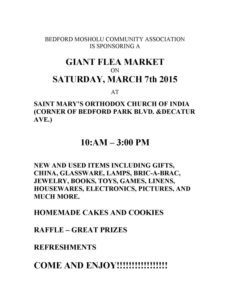 Event - Flea Market! Organized by Bedford-Mosholu Community Association