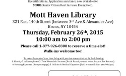 FREE SNAP (food stamp) Application Assistance for Seniors, Mott Haven Library, Feb. 26th