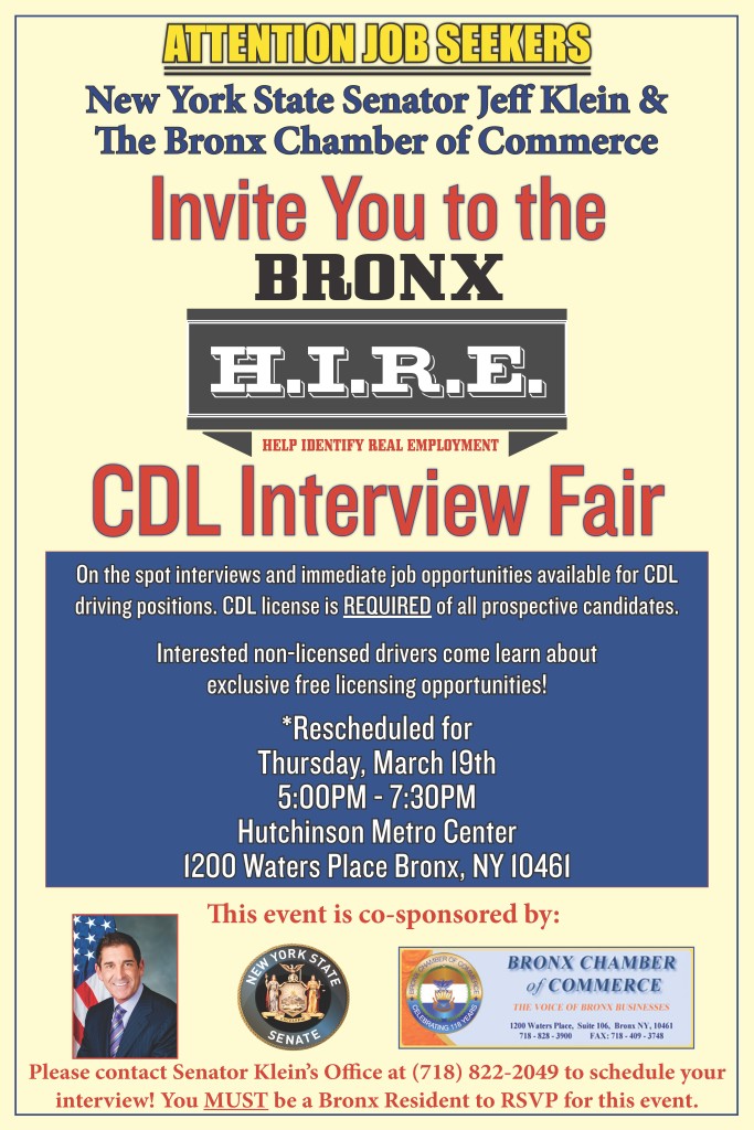 Bronx HIRE CDL Interview Flyer