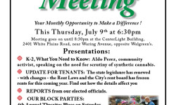 BPECA Community Meeting: Tomorrow Thurs. July 9th from 6:30-8:45pm in 2401 White Plains Road. Our Final Meeting until September!