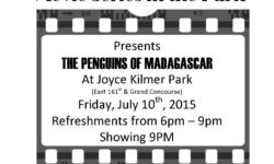 Movie Series in the Park Presents THE PENGUINS OF MADAGASCAR  At Joyce Kilmer Park