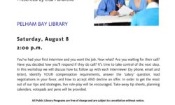 Another free adult program at The NY Public Library Pelham Bay branch: Sat. Aug. 8 @ 2pm
