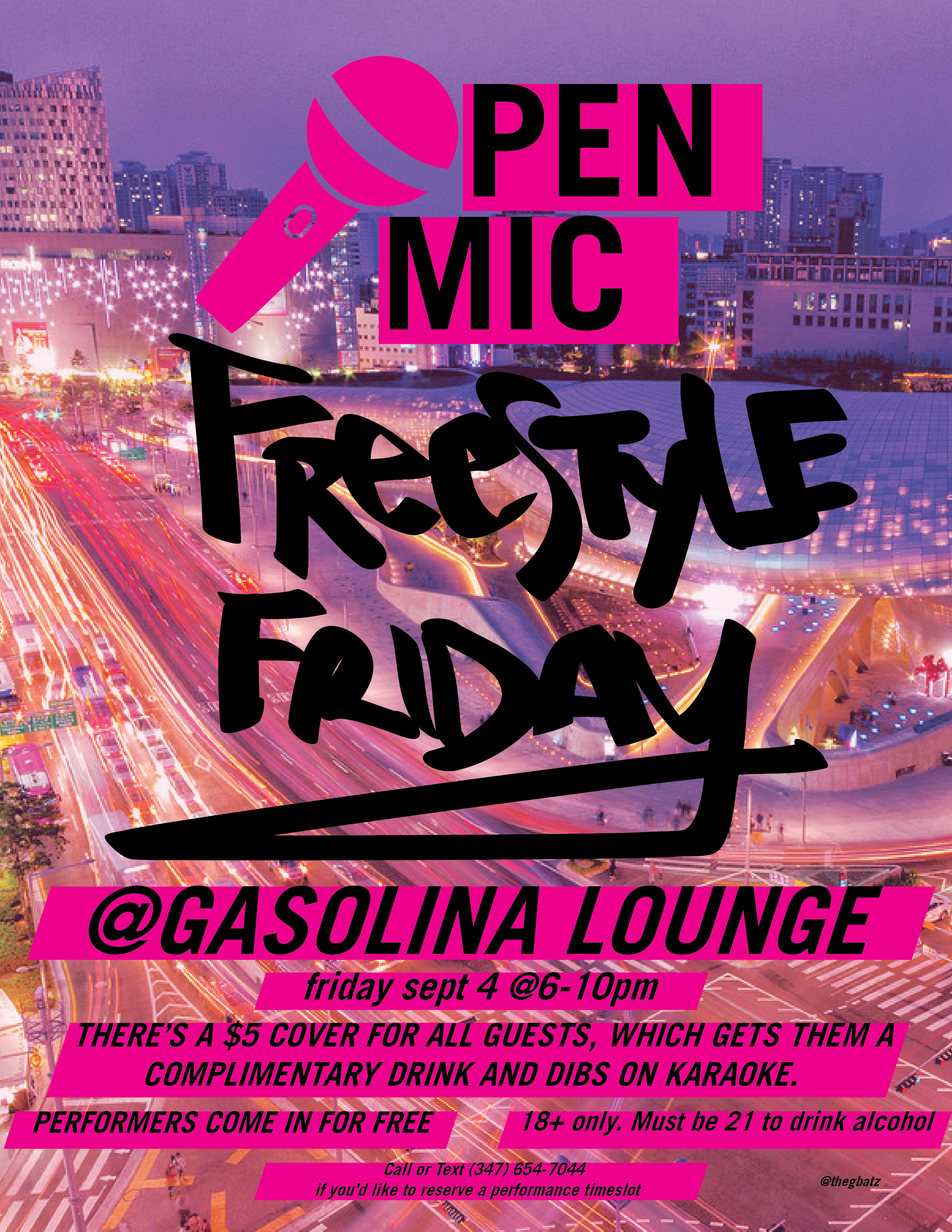 Flyer for Social Media - Open Mic Freestyle Friday at Gasolina