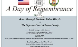 Bronx County’s Day of Remembrance- 9/11 Memorial Service (SEPTEMBER 10th)
