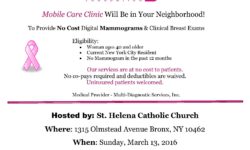 No-cost Breast Cancer Screening – March 13, 2016 – St. Helena Catholic Church