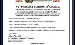 49th Pct Council Meeting: Guest Speaker, Bx DA Darcel Clark, Tues, Feb. 23rd 7:30 PM