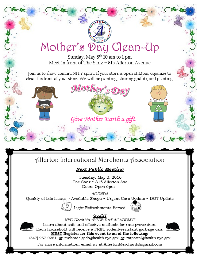 AIM Mother's Day Clean Up - Meeting Reminder Flyer