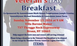 Senator Jeff Klein Presents: Veteran’s Breakfast