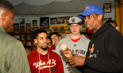 Former Mets and Yankees star, Dwight "doc" Gooden talked about pitching at the TM Baseball Academy in the Bronx. 
Photo credit: Gary Quintal