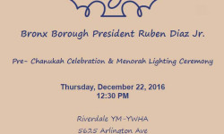 Bronx Borough President Ruben Diaz Jr. Presents Festival of Lights – December 22nd