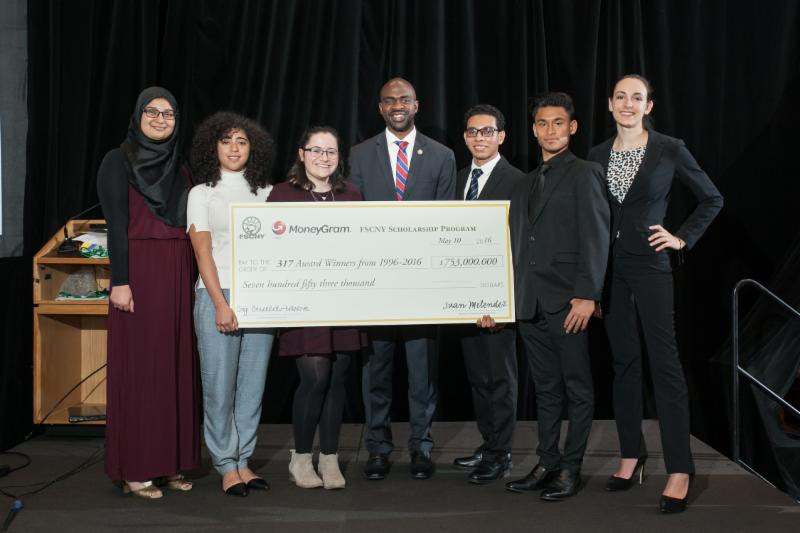 NYS Assembly Member Michael Blake, former FSCNY Scholarship Winner, presented the FSCNY/MoneyGram International Scholarship Awards to 2016's winners last May.