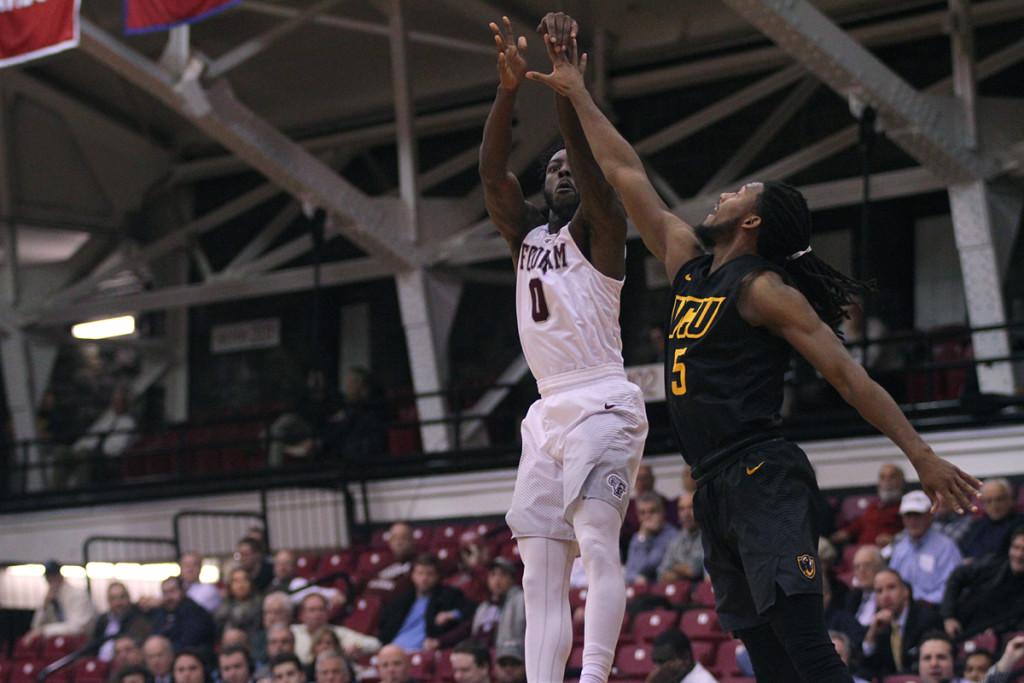Fordham's Antwoine Anderson who finished with 15  points and got the game winning buzzer shot for the win over VCU in overtime. Credit: Gary Quintal