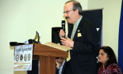 Congressman Eliot Engel speaks about recent incidents of hate including the desecration of a Jewish cemetery.--Photo by David Greene