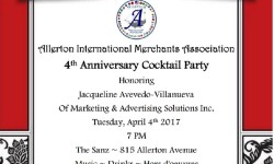Allerton International Merchants Association 4th Anniversary Cocktail Party – April 4th