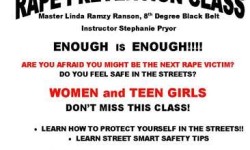TONIGHT: Self-Defense, Rape Prevention Class, March 23
