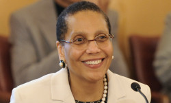 Justice Sheila Abdus-Salaam prepares to speak at a New York state Senate Judiciary committee meeting at the Capitol in Albany, N.Y., on Tuesday, April 30, 2013.   (Photo by Tim Roske)