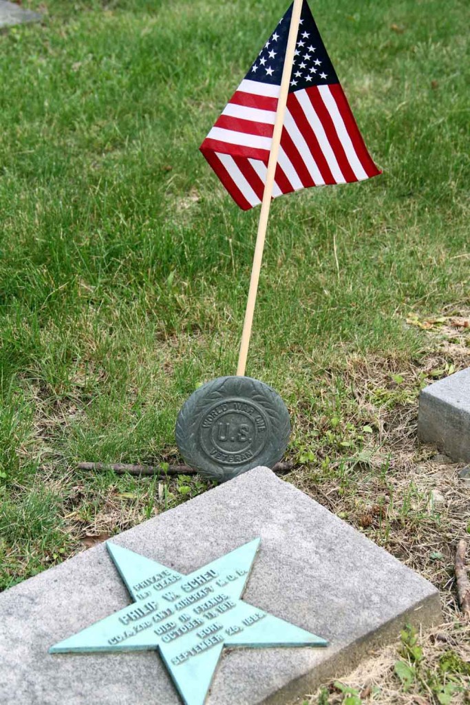 The grave of Philip W. Scheu who was killed in action during World War l on Oct. 11, 1918.--Photo by David Greene