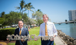 Mayor Bill de Blasio does a resiliency walking tour of Sunset Harbour with Miami Beach Mayor Philip Levine during the United States Conference of Mayors in Miami Beach, FL on Friday , June 23, 2017. Michael Appleton/Mayoral Photography Office