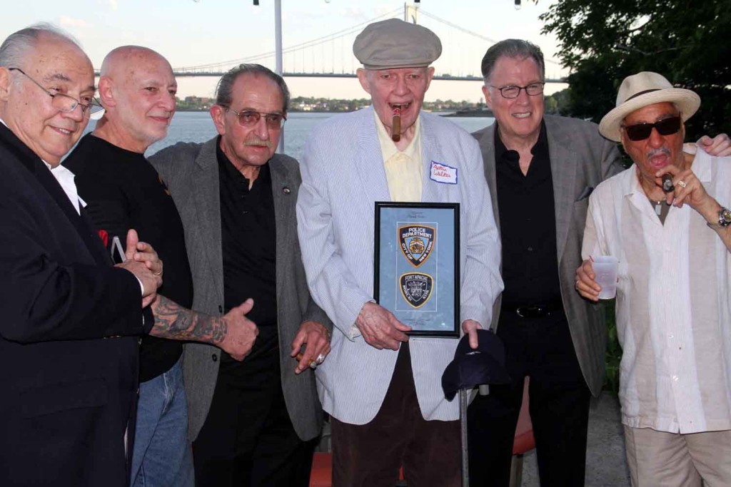 At the annual Fort Apache reunion are (l-r): Pete Tessetore, Ralph Friedman, Robert DiMartini, Tom Walker and Ralph Squillante.--Photo by David Greene