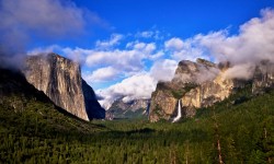 Yosemite granite cliffs form a valley. Department of the Interior