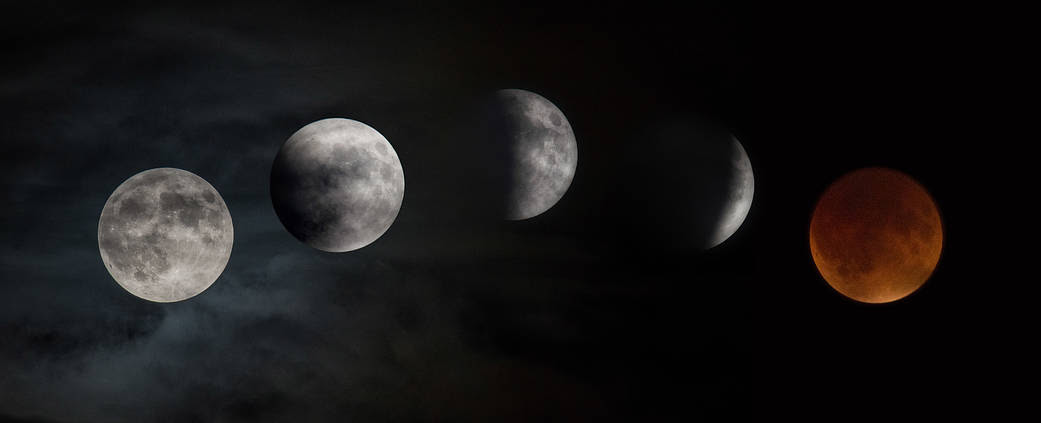  A time-lapsed photo released by NASA shows the different stages of the moon during the eclipse.