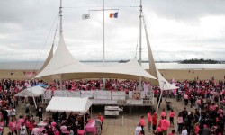 A crowd of 10,000 participate in the Making Strides Against Breast Cancer Walk at Orchard Beach on Sunday.--Photo by David Greene