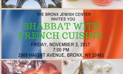 Shabbat with French Cuisince at the Bronx Jewish Center – November 3