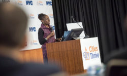 First Lady Chirlane McCray delivers a Call to Action at the second annual Cities Thrive Conference. Credit: Ed Reed/Mayoral Photography Office.