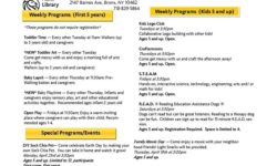 Upcoming Weekly Programs for Children at Pelham Parkway-Van Nest Library