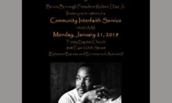 BP Diaz invites you to 2019 MLK Community Interfaith Service – January 21st