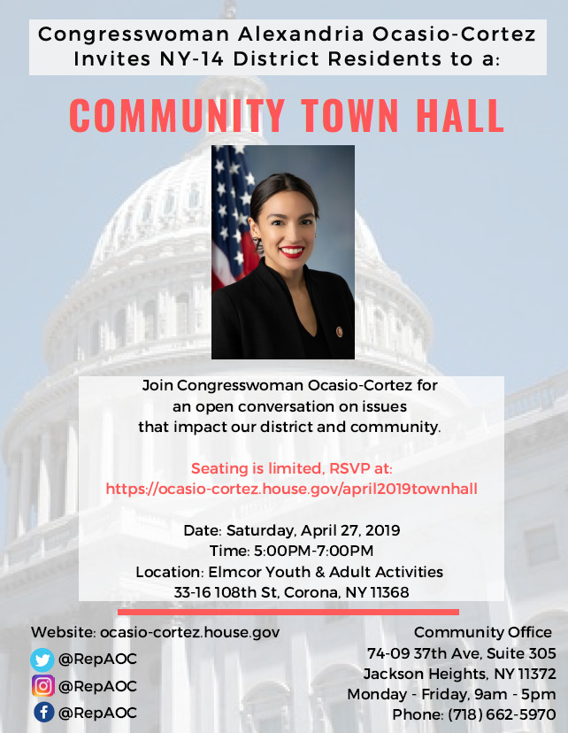 Invitation to Cong. Ocasio-Cortez Town Hall | The Bronx Chronicle