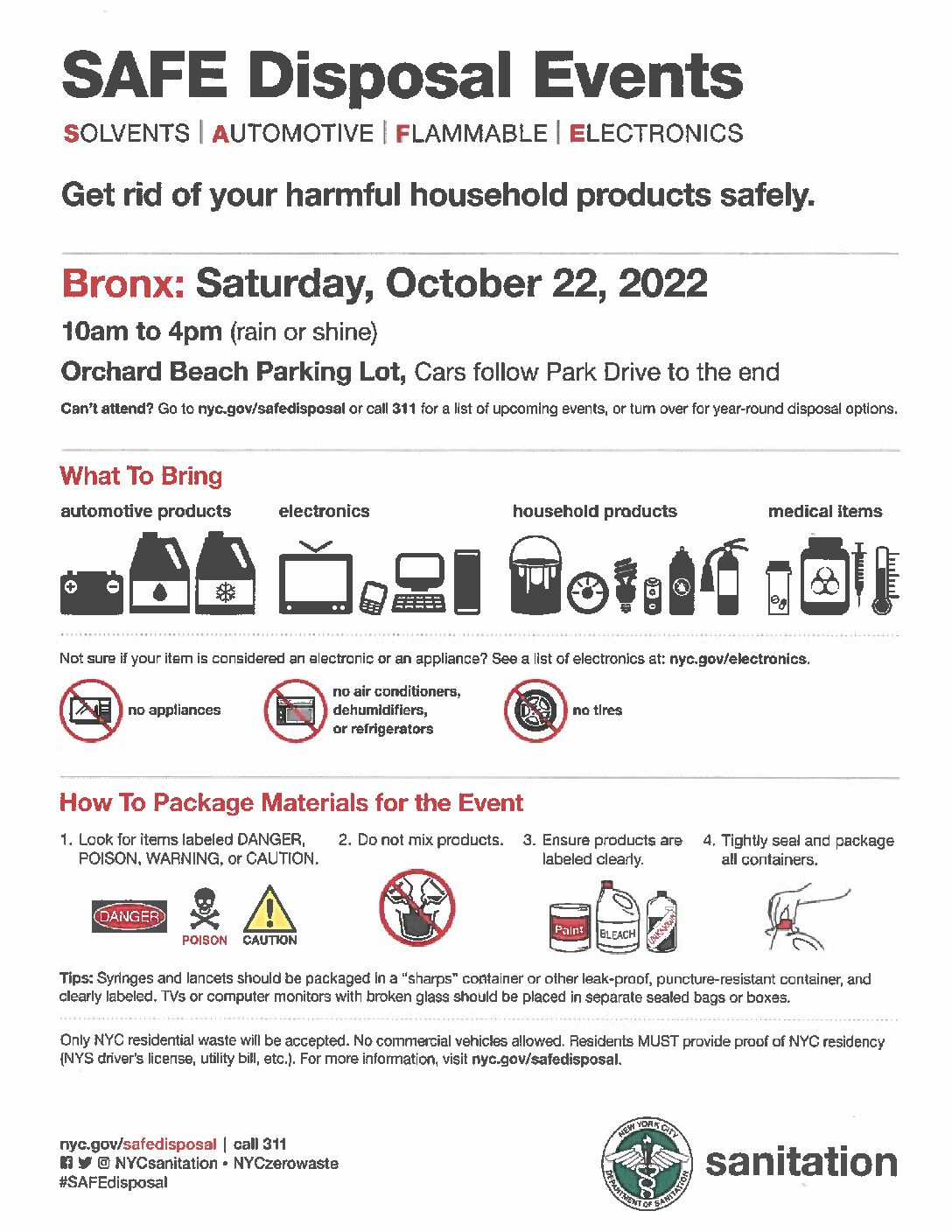 Bronx SAFE Disposal Event, 9/22