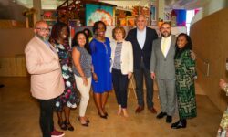Bronx Borough President Vanessa Gibson (4th from left) and borough leaders welcome Bronx Week 2023 inductees at the new Bronx Children's Museum.